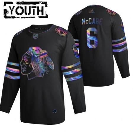Dětské Hokejový Dres Chicago Blackhawks Jake McCabe 6 2021-22 Duhová holografická Černá Authentic